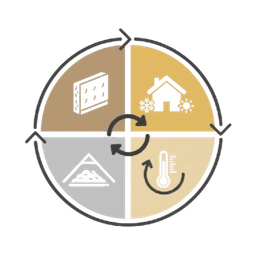 Home insulation service icon for blow-in insulation and energy efficiency